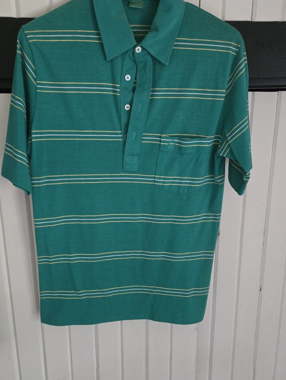 Grand Slam Teal Polo with Cream Stripe Detail